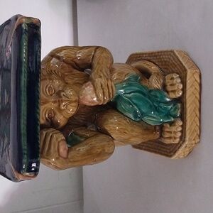 1970 Majolica monkey plant stand